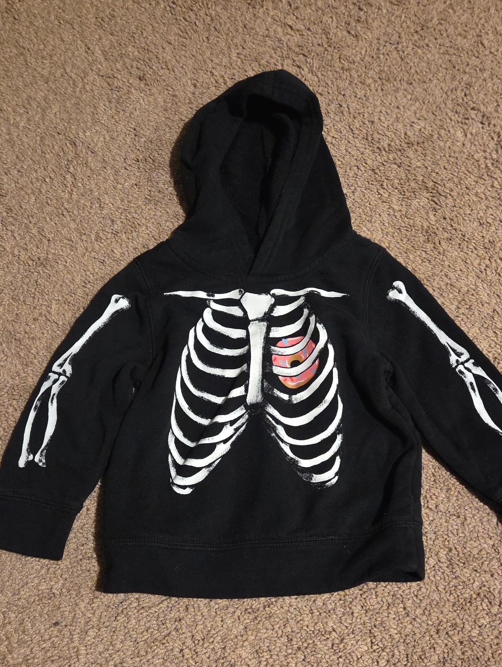 Kids Black Skeleton Hoodie Shirt